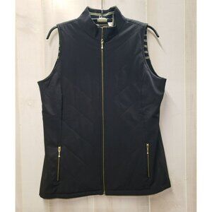 Zenergy Chicos Vest Black gold stripe inside Sz 1 Medium Full Zip front pockets